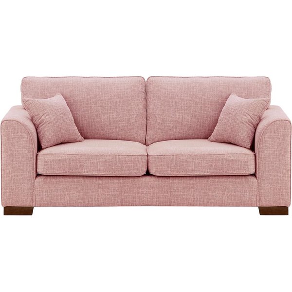 Avos 3 Seater Sofa, blush pink, Leg colour: dark oak