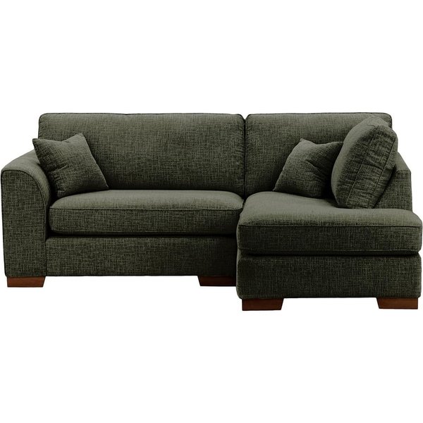 Avos Right Hand Corner Sofa, mid grey, Leg colour: dark oak