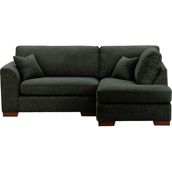 Avos Right Hand Corner Sofa, charcoal, Leg colour: dark oak
