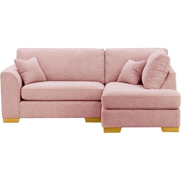 Avos Right Hand Corner Sofa, blush pink, Leg colour: like oak
