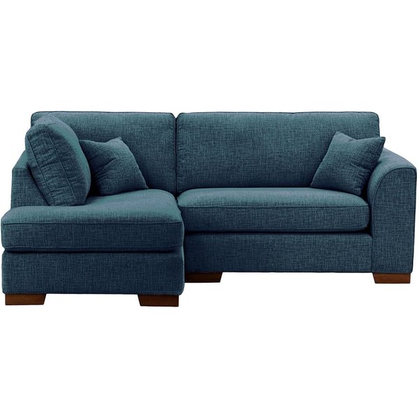 Avos Left Hand Corner Sofa, teal, Leg colour: dark oak