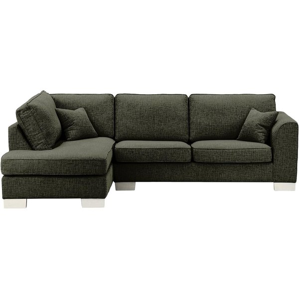 Avos Large Left Hand Corner Sofa, mid grey, Leg colour: white