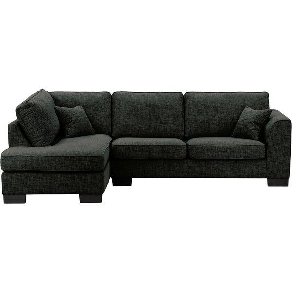 Avos Large Left Hand Corner Sofa, charcoal, Leg colour: black