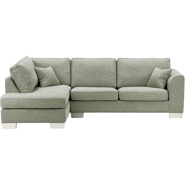 Avos Large Left Hand Corner Sofa, grey, Leg colour: white