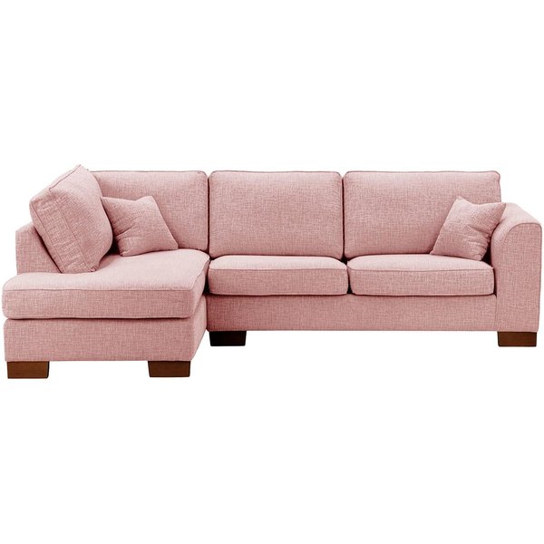 Avos Large Left Hand Corner Sofa, blush pink, Leg colour: dark oak