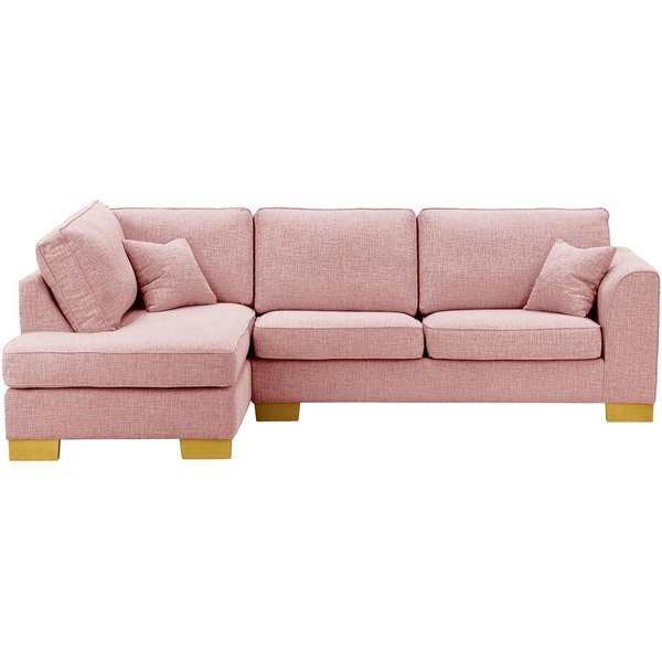 Avos Left Hand Corner Sofa Bed, blush pink, Leg colour: like oak