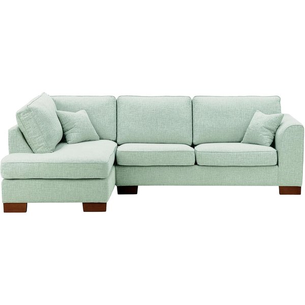 Avos Large Left Hand Corner Sofa, olive green, Leg colour: white