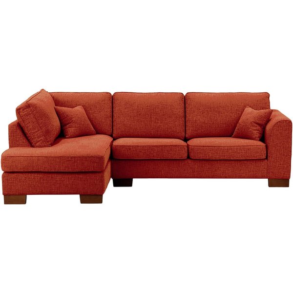 Avos Left Hand Corner Sofa Bed, burnt orange, Leg colour: dark oak