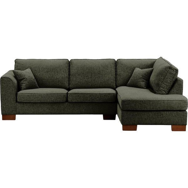 Avos Right Hand Corner Sofa Bed, mid grey, Leg colour: dark oak