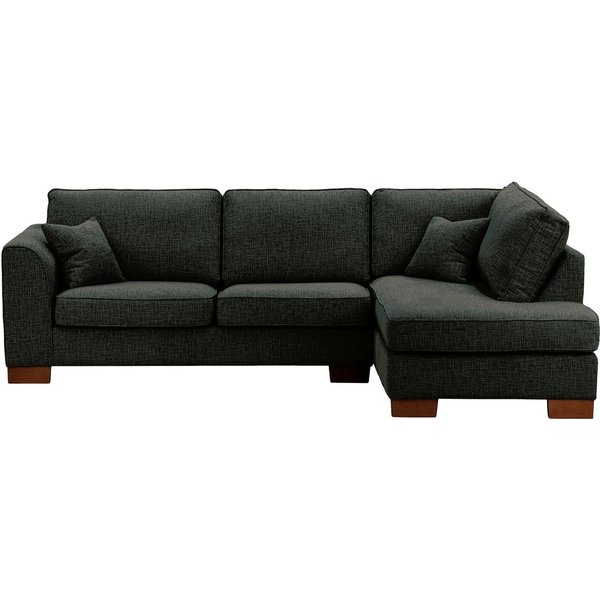 Avos Large Right Hand Corner Sofa, charcoal, Leg colour: dark oak