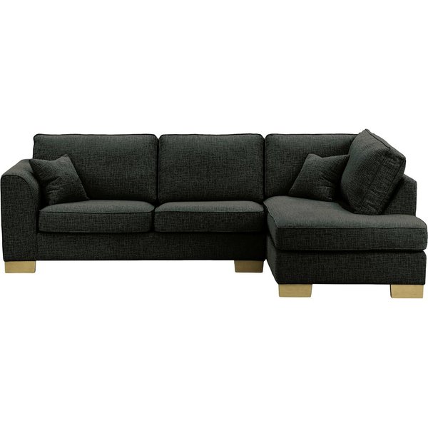 Avos Large Right Hand Corner Sofa, charcoal, Leg colour: wax black