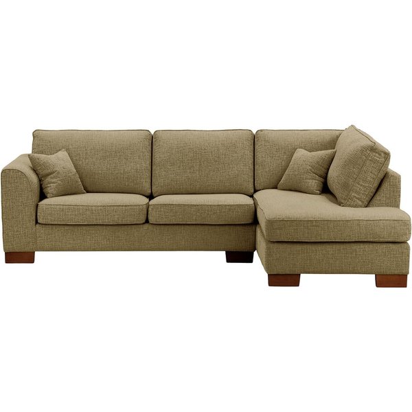 Avos Large Right Hand Corner Sofa, brown, Leg colour: dark oak
