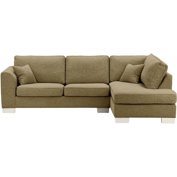 Avos Large Right Hand Corner Sofa, brown, Leg colour: white
