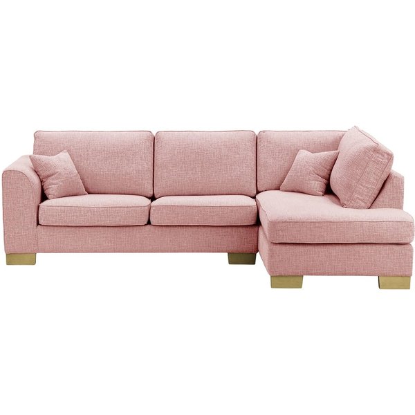 Avos Large Right Hand Corner Sofa, blush pink, Leg colour: wax black