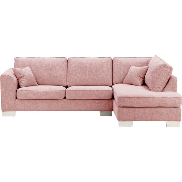 Avos Right Hand Corner Sofa Bed, blush pink, Leg colour: white