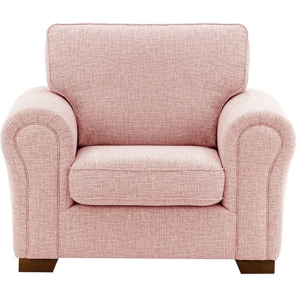 Bonna Armchair, blush pink, Leg colour: dark oak