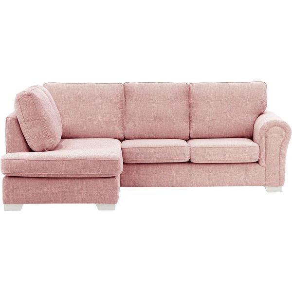 Bonna Left Hand Corner Sofa, blush pink, Leg colour: white