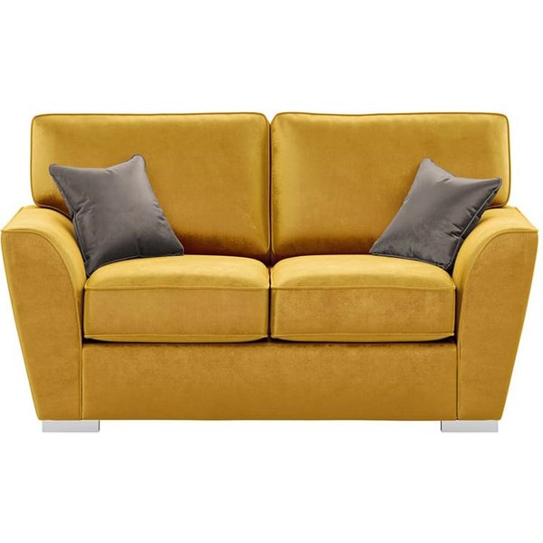 Majestic 2 Seater Sofa with Fitted Back Cushions, mustard/grey