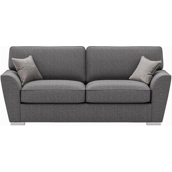 Majestic 3 Seater Sofa with Fitted Back Cushions, dark grey/grey
