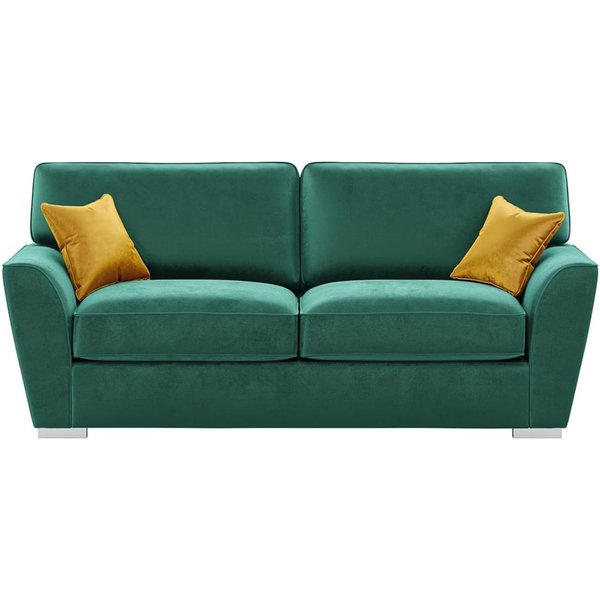Majestic 3 Seater Sofa with Fitted Back Cushions, dark green/mustard