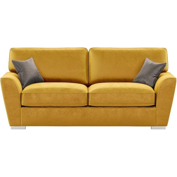 Majestic 3 Seater Sofa with Fitted Back Cushions, mustard/grey
