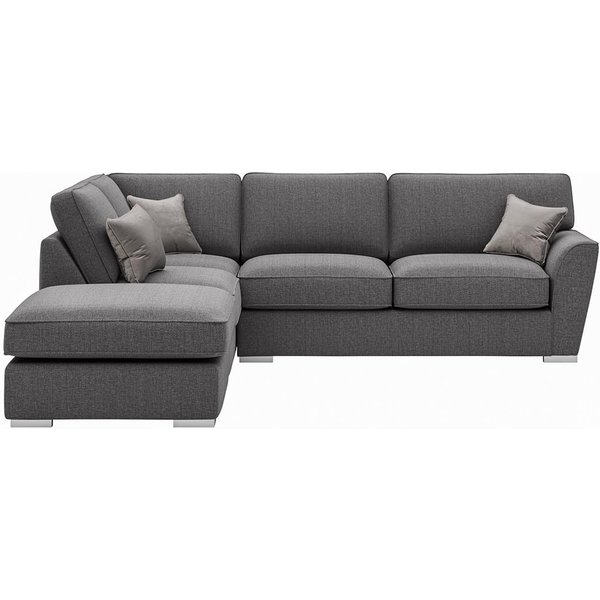 Majestic Left Hand Corner Sofa with Footstool and Fitted Back Cushions, dark grey/grey