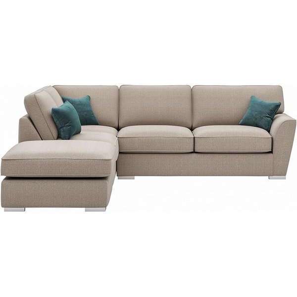 Majestic Left Hand Corner Sofa with Footstool and Fitted Back Cushions, beige/azure