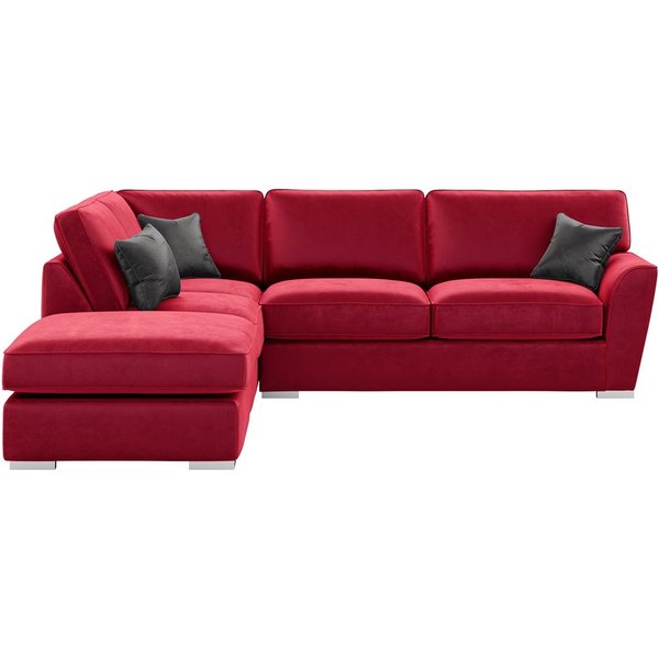 Majestic Left Hand Corner Sofa with Footstool and Fitted Back Cushions, dark red/graphite