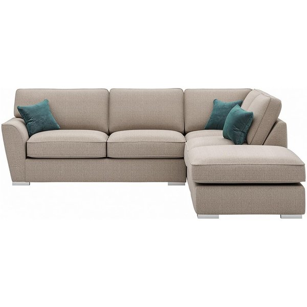 Majestic Right Hand Corner Sofa with Footstool and Fitted Back Cushions, beige/azure
