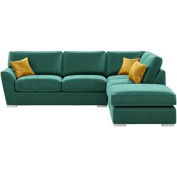 Majestic Right Hand Corner Sofa with Footstool and Fitted Back Cushions, dark green/mustard