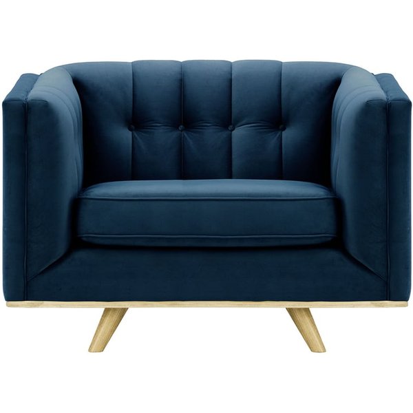 Vicenza Armchair, blue, Leg colour: wax black