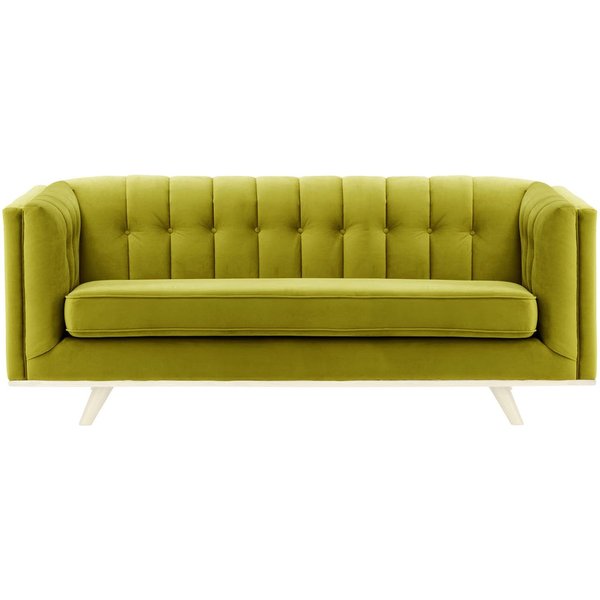 Vicenza 3-Seater Sofa, olive green, Leg colour: white