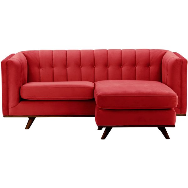 Vicenza Universal Corner Sofa, dark red, Leg colour: dark oak