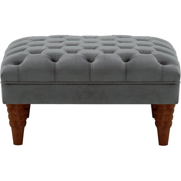 Chester Max Footstool, graphite, Leg colour: dark oak