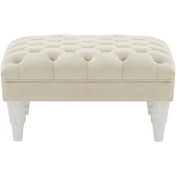 Chester Max Footstool, light beige, Leg colour: white