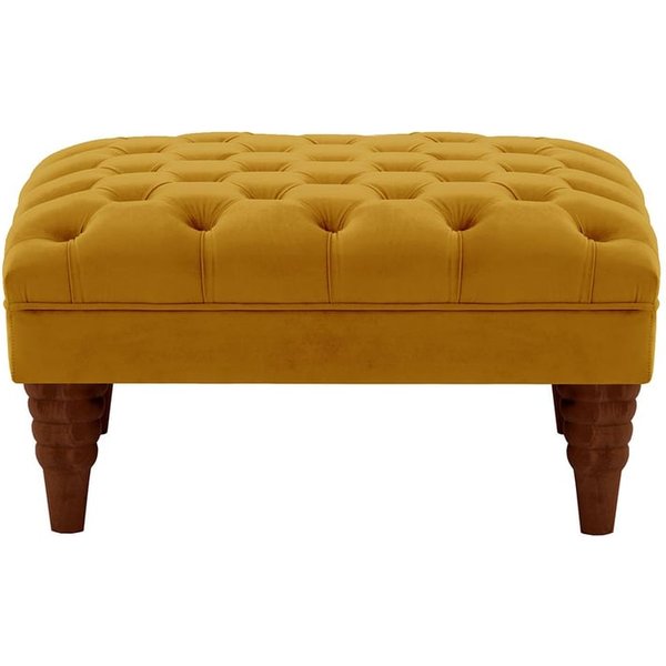 Chester Max Footstool, mustard, Leg colour: dark oak