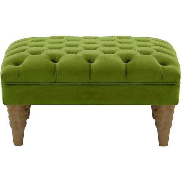 Chester Max Footstool, olive green, Leg colour: wax black