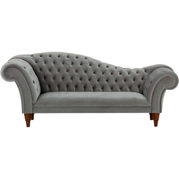 Chester Chaise Lounge Sofa, graphite, Leg colour: dark oak