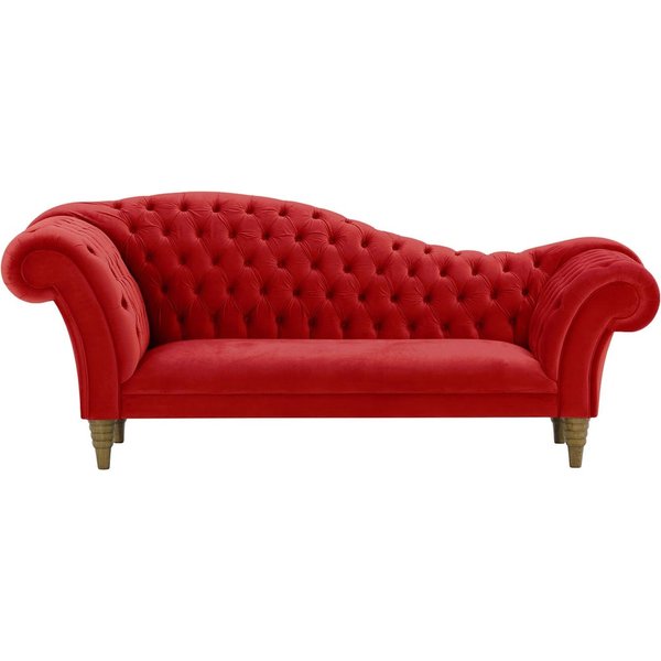 Chester Chaise Lounge Sofa, dark red, Leg colour: wax black