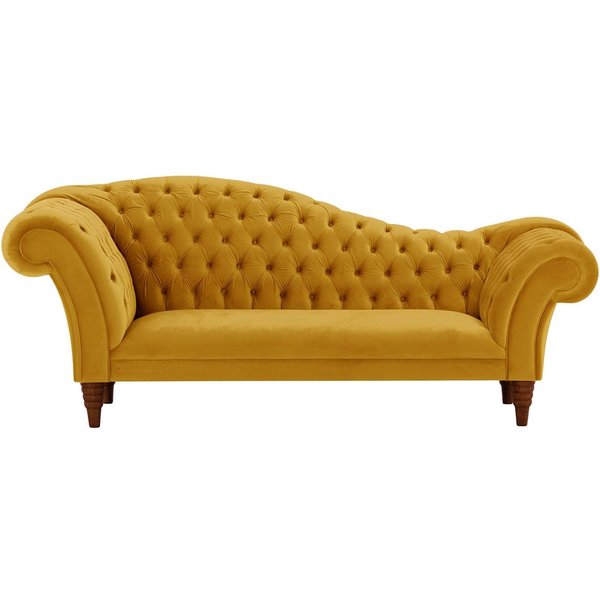 Chester Chaise Lounge Sofa, mustard, Leg colour: dark oak