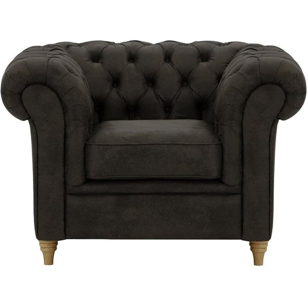 Chesterfield Armchair, Black, Leg colour: wax black