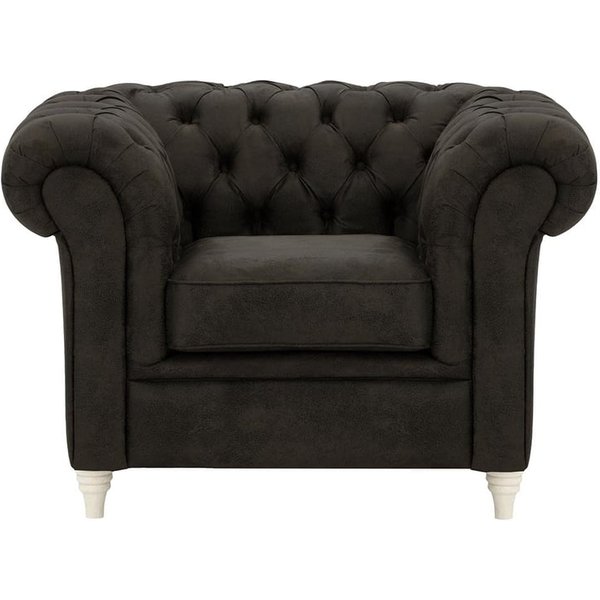 Chesterfield Armchair, Black, Leg colour: white