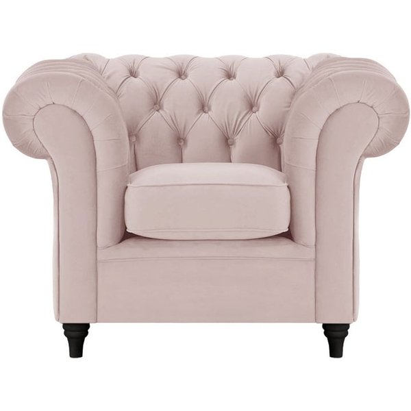 Chesterfield Armchair, lilac, Leg colour: black