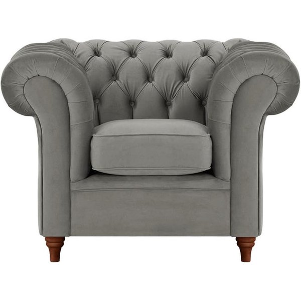 Chesterfield Armchair, graphite, Leg colour: dark oak