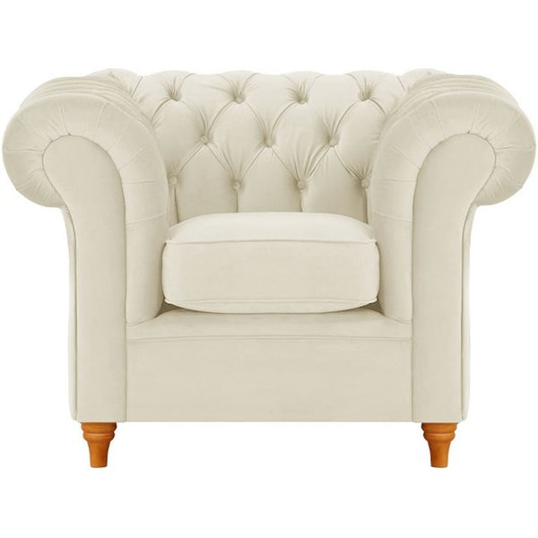 Chesterfield Armchair, light beige, Leg colour: aveo