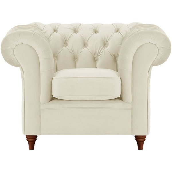 Chesterfield Armchair, light beige, Leg colour: dark oak