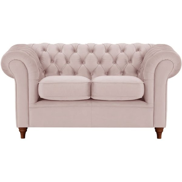 Chesterfield 2 Seater Sofa, lilac, Leg colour: dark oak