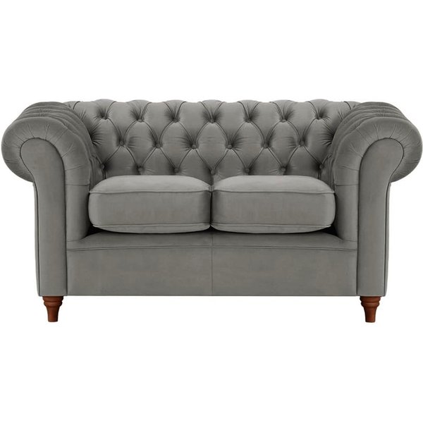 Chesterfield 2 Seater Sofa, graphite, Leg colour: dark oak