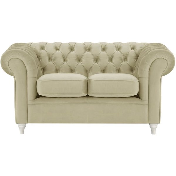 Chesterfield 2 Seater Sofa, mink, Leg colour: white