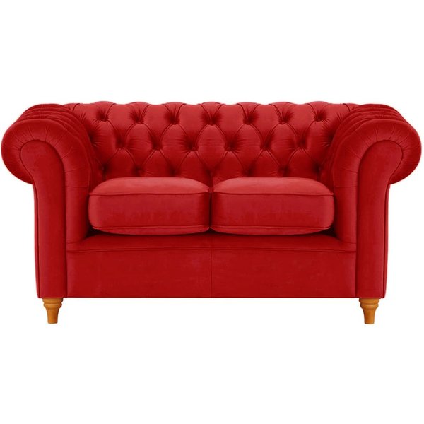 Chesterfield 2 Seater Sofa, dark red, Leg colour: aveo